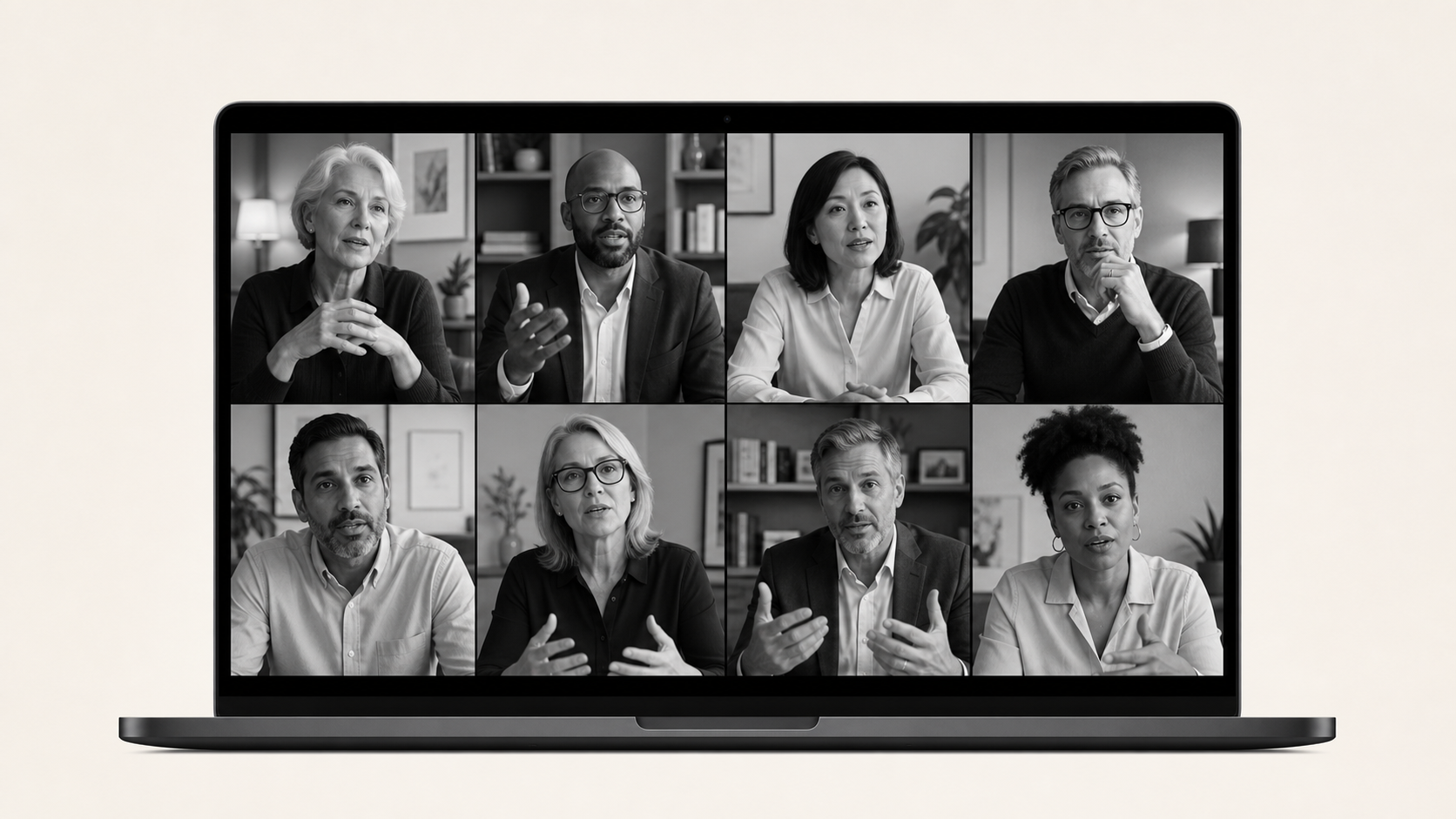 Illustration of a virtual roundtable on a laptop